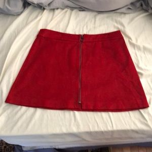 Red suede skirt